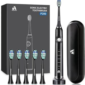 Proalpha Sonic Electric Toothbrush Rechargeable, 5 Modes, 6 Brush Heads, Lasts 30 Days